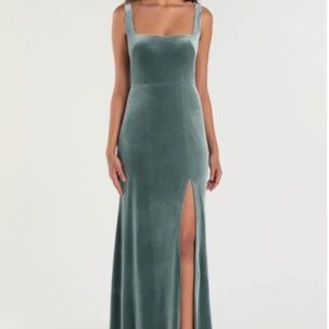Jenny Yoo Mara Velvet Dress - Dark Eucalyptus - Size 0